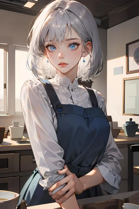 absurdres, highres, ultra detailed, 1girl, solo, extremely detailed eyes, silver hair, medium hair, light blue eyes, , Pottery_c...