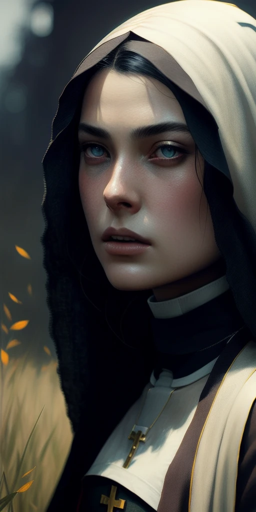 portrait of a beautiful women, big breasts, ((nun)), modelshoot style, (extremely detailed CG unity 8k wallpaper), full shot body photo of the most beautiful artwork in the world, professional majestic oil painting by Ed Blinkey, Atey Ghailan, Studio Ghibli, by Jeremy Mann, Greg Manchess, Antonio Moro, trending on ArtStation, trending on CGSociety, Intricate, High Detail, Sharp focus, dramatic, photorealistic painting art by midjourney and greg rutkowski
