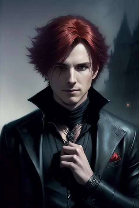 a male portrait of a hyperdetailed  in the style of a dementor from harry potter and a rogue dnd character, red hair, (pleasant:1.3) thoughtful expression, conjuring magical energy, cinematic shot on canon 5d ultra realistic skin, Steve Henderson Fabian Perez Henry Asencio, Jeremy Mann Marc Simonetti fantasy magical horror atmosphere, (highly detailed environment:1.3)