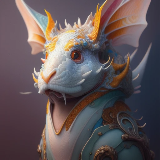 A close up of a dragon head with a blue and yellow outfit - SeaArt AI