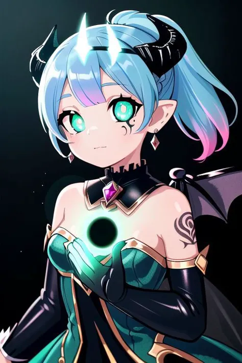 CorruptA, CorruptA, Rnatin, professional image of a cute woman, (frilly elegant glossy dark holographic dress, moon brooch, moon earrings, moon accessories:1.2),
(dragon horns, dragon tail:1.1), (short hair, side ponytail, hair above cheeks, light blue hair with light pink hairtips, gradient hair, multicolored hair:1.2), red eyes, (cute face, innocent, shy, pointy ears:1.1), (sparkles, sparkling clothes, sparkles near eyes:1.1),
(intricate aquatic background, underwater, ocean, small fishes, surrounded by exotic fish), 
(pubic tattoo, symbol-shaped pupils, corruption, mind control:1.3),
(black sclera, colored sclera, colored skin, demon wings, demon horns, slit pupils:1.2),
(glowing, glowing eyes, green eyes:1.4),
(absurdres, incredibly absurdres, huge filesize, extremely detailed, High quality texture, physically-based rendering, Ray tracing, octane render, sharp focus, (8k), (4k), (Masterpiece), (Best Quality), extremely detailed, intricate, hyper detailed, illustration, soft lighting, high resolution, sharp detail,)