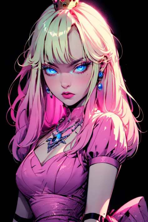 <lora:Minimalistic_Style:1>, black background, ((masterpiece,best quality)), absurdres, upper body,  pink glow,
<lora:princesspe...