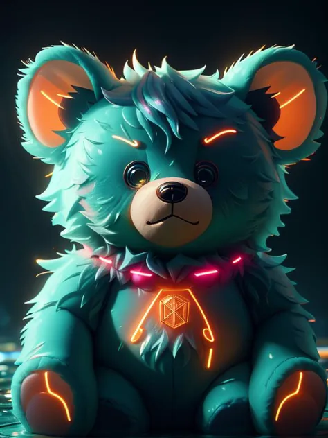 (UHD:0.75), (detailed background visible:1.2),
close up of (cute:1.00) wet teddy bear, wet fur,,
 <lora:Neonpunkai-8:1.10> Neonp...
