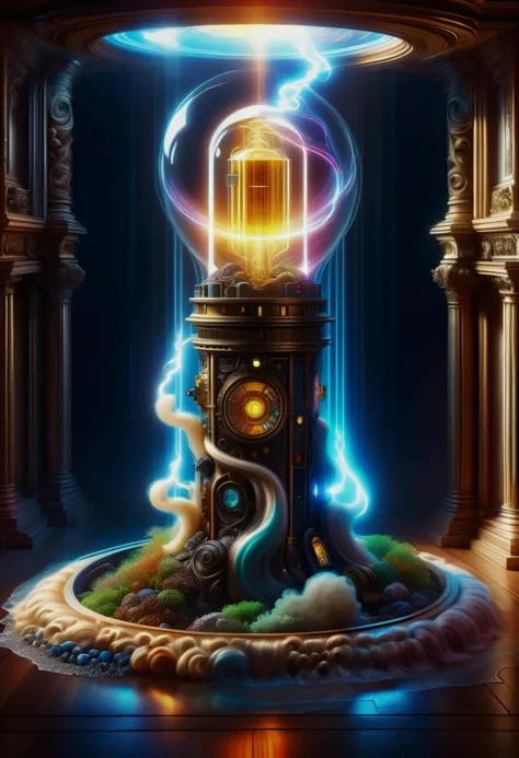 a digital painting of a tower with a light in it