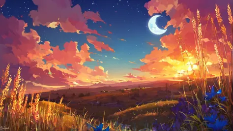 score_9, score_8_up, score_7_up, score_6_up, zPDXL2, <lora:Moon_epoch_10:0.8>, 
night, night sky, landscape, volumetric shadows, reflections, moon, colorful,
fields on wheat with a road in the middle