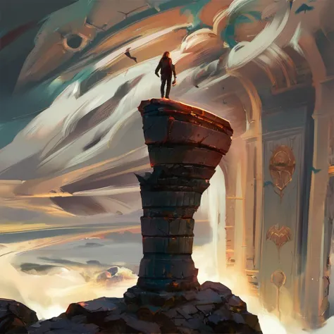 score_9, score_8_up, score_7_up,a realistic image, Alena Aenami style,A lone figure stands on a rocky pillar looking over a beautiful and vast valley with a black hole in the sky<lora:Alena Aenami style_pxl_2-000011:1>