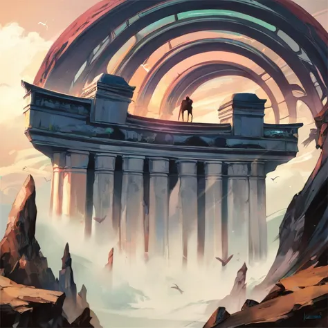 score_9, score_8_up, score_7_up,a realistic image, Alena Aenami style,A lone figure stands on a rocky pillar looking over a beautiful and vast valley with a black hole in the sky<lora:Alena Aenami style_pxl_2:1>