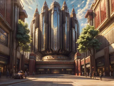 anime - style rendering of a large building in a city