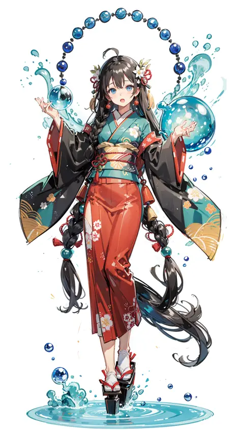 1girl, long hair, black hair, fish, blue eyes, kimono, japanese clothes, solo, red kimono, very long hair, looking at viewer, wide sleeves, bubble, long sleeves, parted bangs, standing, holding, bangs, animal, air bubble, water

 <lora:yfs-000008:0.6>