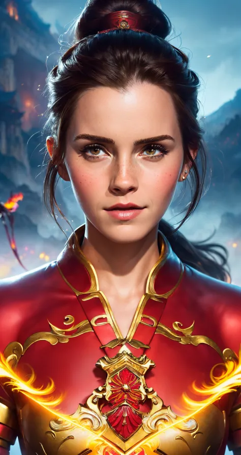 A stunning digital painting of (emma watson :1.2),solo, (middle shot:1.4), realistic, masterpiece, best quality, high detailed, ...