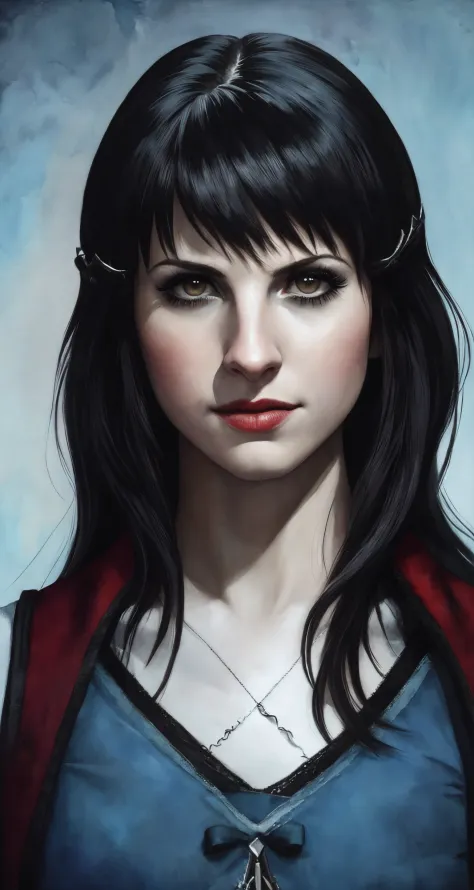 hayley williams, solo, black hair, black eyes, 
detailed background,  hyper realistic, real life, 
paya from the legend of zelda...