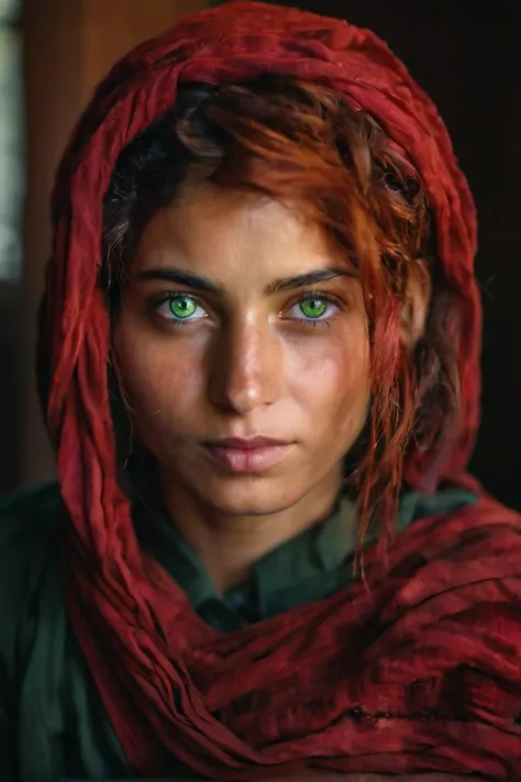 Portrait of an Afghan Girl - Headscarf Woman