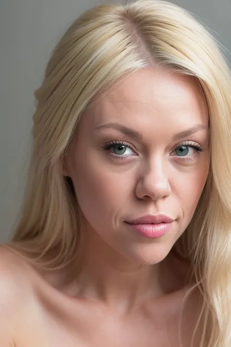 DEN_courtney_cass, (headshot:1.2) portrait on a (plain grey