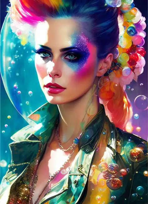 drunken beautiful woman as delirium from sandman, (hallucinating colorful soap bubbles), by jeremy mann, by sandra chevrier, by ...
