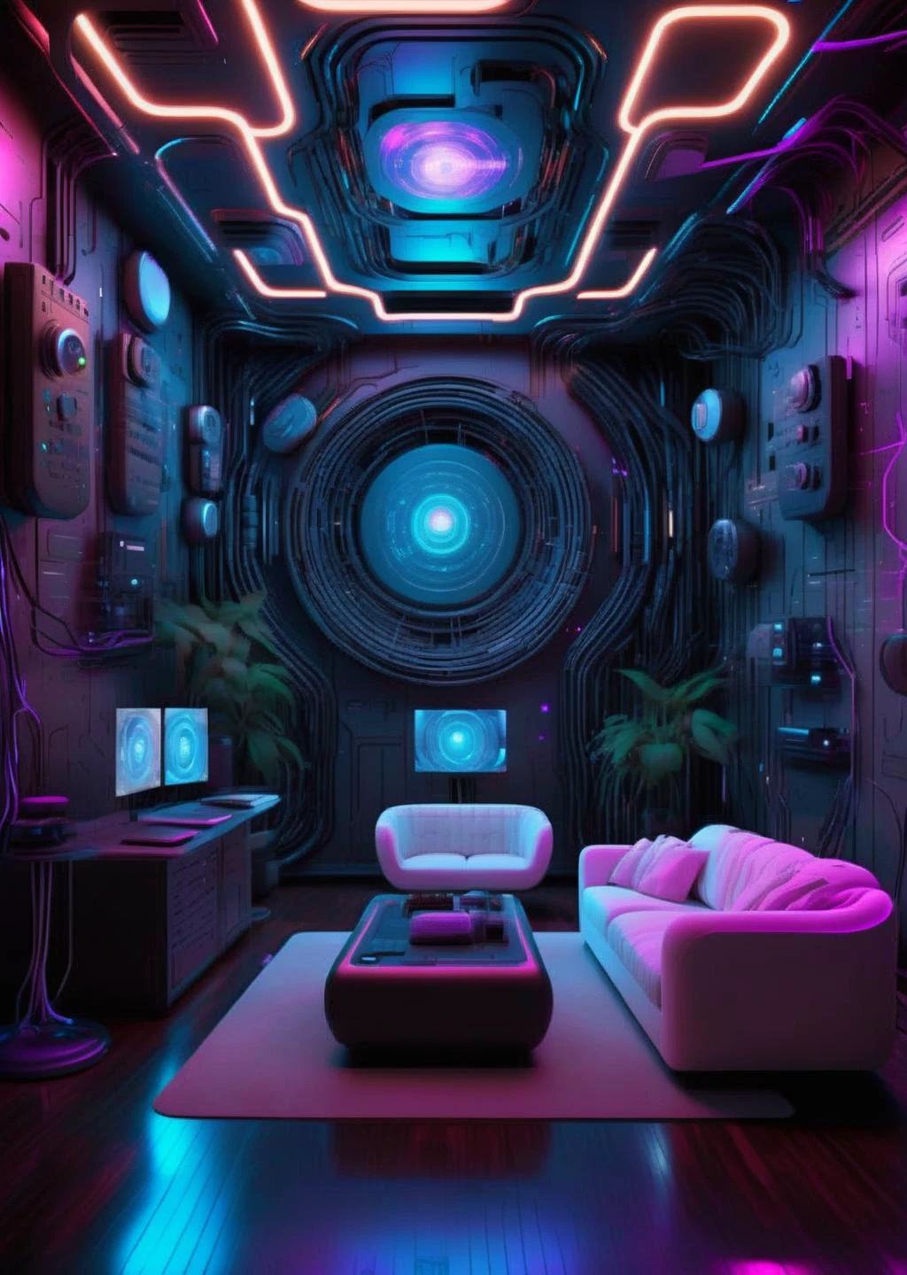 ((magazine photography)) , Brainwave lounge, neural resonators, meditative pods, synaptic harmonics, immersive neural soundscapes, transcendental experiences in data-encoded tranquility. ,  cgstudio, computer graphics, space art , cyberpunk ambient, a room