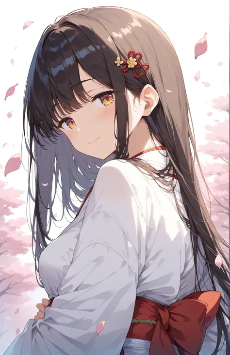 anime girl with long black hair and a white shirt