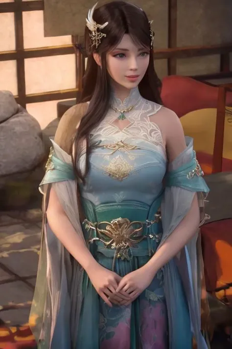 best quality,masterpiece,highres,1girl,blush,(seductive smile:0.8),star-shaped pupils,china hanfu,hair ornament,necklace,jewelry,Beautiful face,upon_body,tyndall effect,photorealistic,dark studio,rim lighting,two tone lighting,(high detailed skin:1.2),8k uhd,dslr,soft lighting,high quality,volumetric lighting,candid,Photograph,high resolution,4k,8k,Bokeh,xuner,