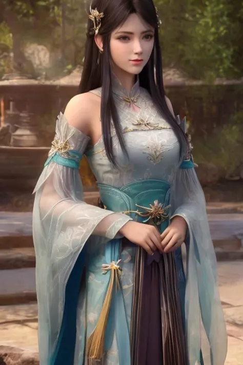 best quality,masterpiece,highres,1girl,blush,(seductive smile:0.8),star-shaped pupils,china hanfu,hair ornament,necklace,jewelry,Beautiful face,upon_body,tyndall effect,photorealistic,dark studio,rim lighting,two tone lighting,(high detailed skin:1.2),8k uhd,dslr,soft lighting,high quality,volumetric lighting,candid,Photograph,high resolution,4k,8k,Bokeh,xuner,