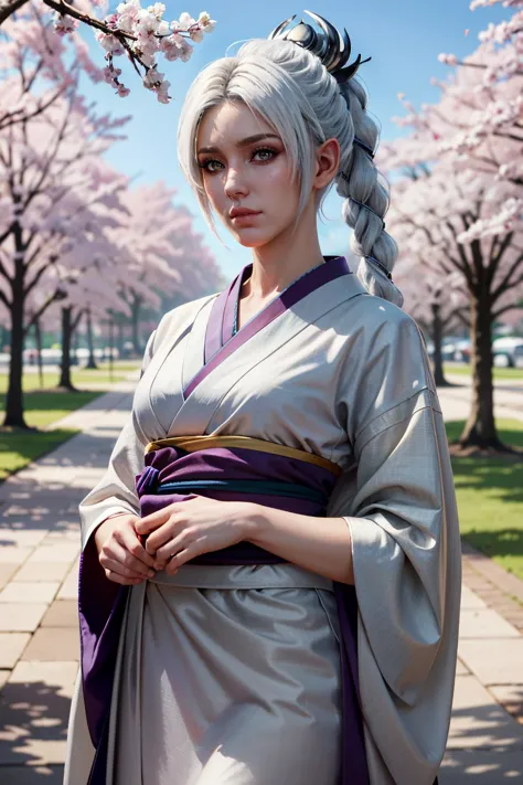 ((ultra detailed, masterpiece, absurdres))
 <lora:BGShadowH:0.8>
BGShadowH, 1girl, white hair, braid, tiara, hair ornament, in a traditional kimono, surrounded by cherry blossoms