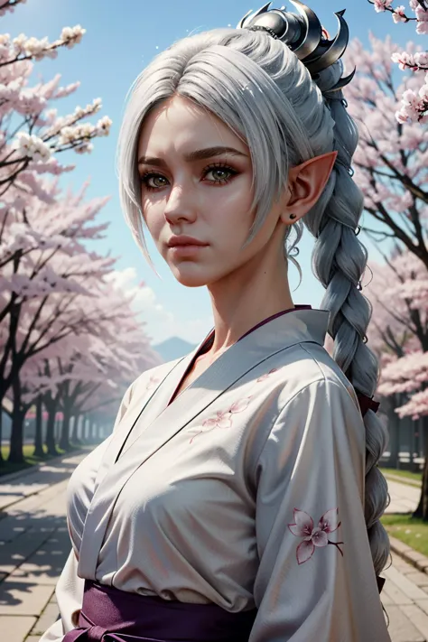 ((ultra detailed, masterpiece, absurdres))
 <lora:BGShadowH:0.8>
BGShadowH, 1girl, pointy ears, white hair, braid, hair ornament, yukata, japan, cherry blossoms, hair ornament