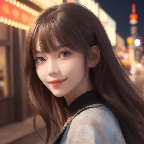 nice  and fashionable,summer outskirts,face focus,light smile,<lora:è±ä¿æ½æ´-000002:1>,, masterpiece,best quality,CG 8k wallpaper,illustration,absurdres, city lights,