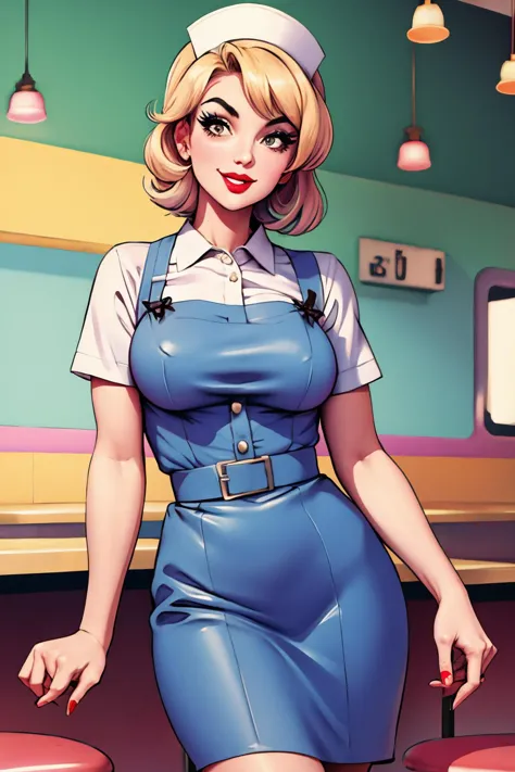 waitress at a 1950s diner