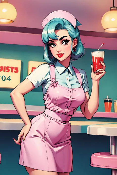 waitress at a 1950s diner