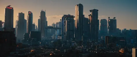 โรงภาพยนตร์ ฟิล์ม still of  In Cyberpunk เมือง a เมือง with a lot of tall อาคารs at กลางคืน,ไบโอนิค,เหนือมนุษย์,โทเปีย,โทเปียn,kakotopia,นิยายวิทยาศาสตร์,เทคโนโลยีขั้นสูง,ชีวิตต่ำ,การล่มสลายของสังคม,เทียม,หลังมนุษย์,อนาคต,แห่งอนาคต,เทียม intelligence,ไซบอร์ก,มนุษย์ที่ได้รับการปรับปรุงทางพันธุกรรม,ไซไฟ,สไตล์ไซเบอร์พังค์,กลางแจ้ง,ท้องฟ้า,ไม่มีมนุษย์,กลางคืน,อาคาร,ทิวทัศน์,นิยายวิทยาศาสตร์,เมือง,เมืองscape,มืด,ท้องฟ้าscraper,เมือง lights,สไตล์ไซเบอร์พังค์ , นิยายวิทยาศาสตร์, แห่งอนาคต setting, พื้นหลังโดยละเอียด, แสงที่น่าทึ่ง, แสงเงาอันน่าทึ่ง, ตัดกัน, โรงภาพยนตร์ color, โรงภาพยนตร์ look, ฟิล์มic, เหมือนจริง, ความสมจริง, สมบูรณ์แบบion, สมบูรณ์แบบ, แตกต่าง, โรงภาพยนตร์, ฟิล์ม, ภาพยนตร์, อาร์ตสเตชั่น, Cyberpunk เมือง style, สไตล์ไซเบอร์พังค์, ความชัดลึกที่ตื้น, บทความสั้น, มีรายละเอียดสูง, งบประมาณสูง, โบเก้, กล้องถ่ายภาพยนตร์, อารมณ์ไม่ดี, มหากาพย์, งดงาม, ฟิล์ม grain, เม็ดเล็ก