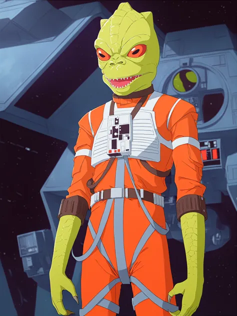 anime,trandoshan alien in  rebel pilot suit<lora:trandoshanV2:0.8> <lora:RebelpilotXLCopax:0.8>