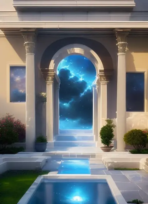 simple scene of an greek roman mansion exterior, ianm and greg rutkowski and thomas kinkade, trending on artstation, bokh, heads...