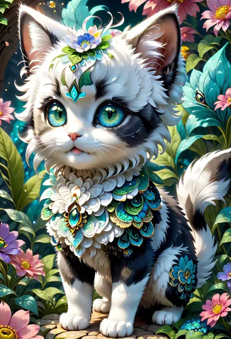 (masterpiece, top quality, best quality, official art, beautiful and aesthetic:1.2), (1kitten, extremely detailed,(fractal art:1...