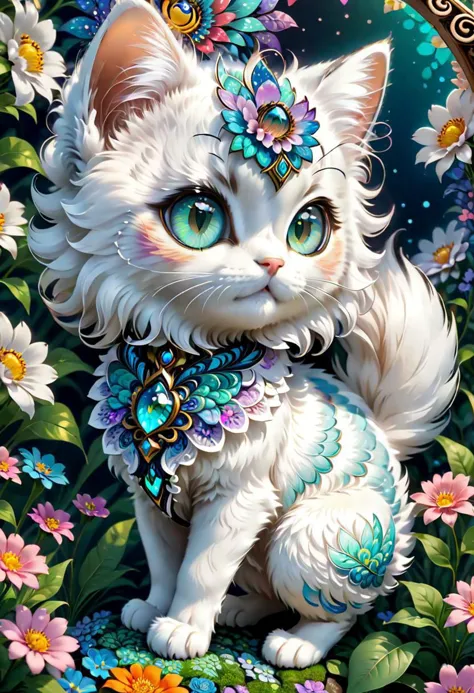 (masterpiece, top quality, best quality, official art, beautiful and aesthetic:1.2), (1kitten, extremely detailed,(fractal art:1...
