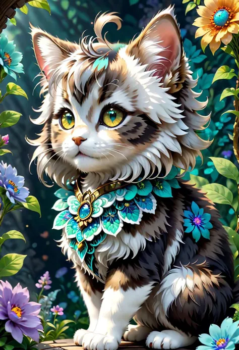 (masterpiece, top quality, best quality, official art, beautiful and aesthetic:1.2), maincoon kitten, extremely detailed, fracta...