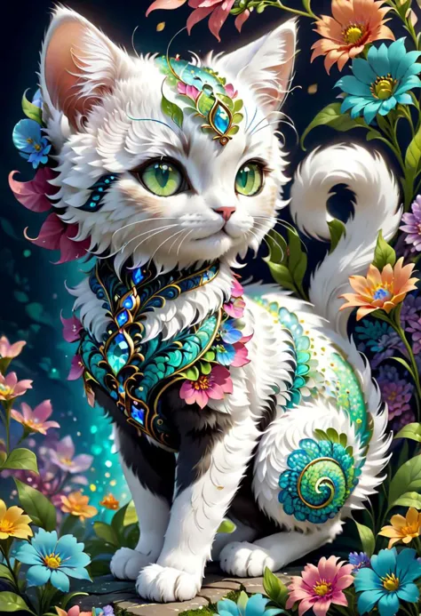 (masterpiece, top quality, best quality, official art, beautiful and aesthetic:1.2), (1kitten, extremely detailed,(fractal art:1...