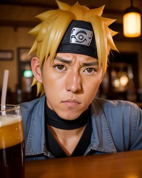 mid shot portrait photo of naruto uzumaki in a pub
highly detailed, realistic analog style photography