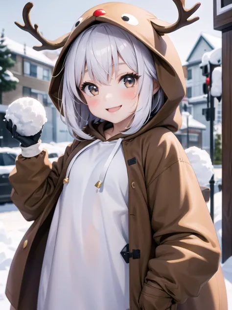 1 little girl, reindeer costume, hood up, smile, upper body, throw a snowball, gloves
<lora:reindeer-outfit-richy-v1:1>