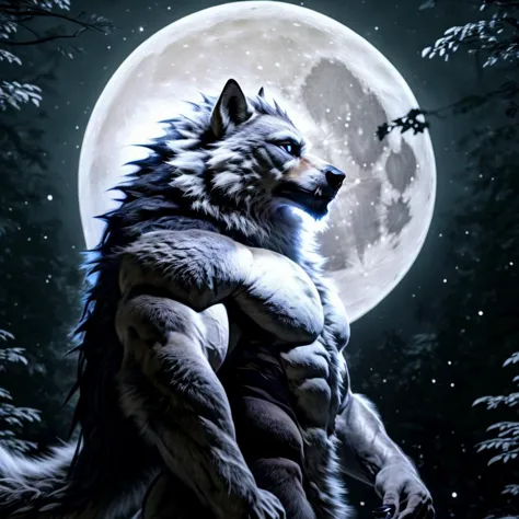 Blaiddwolf, bosque iluminado por la luna, Luna llena 