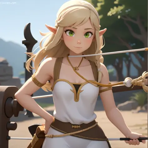 <lora:wakfu-cra> beautiful female archer, masterpiece, high detail