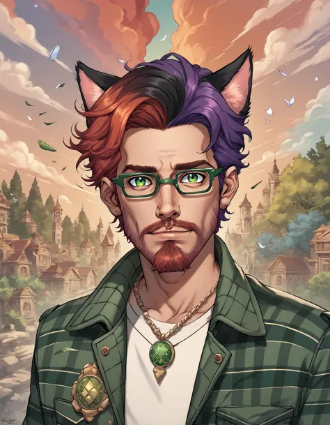 a cartoon image of a man with a cat ears and glasses