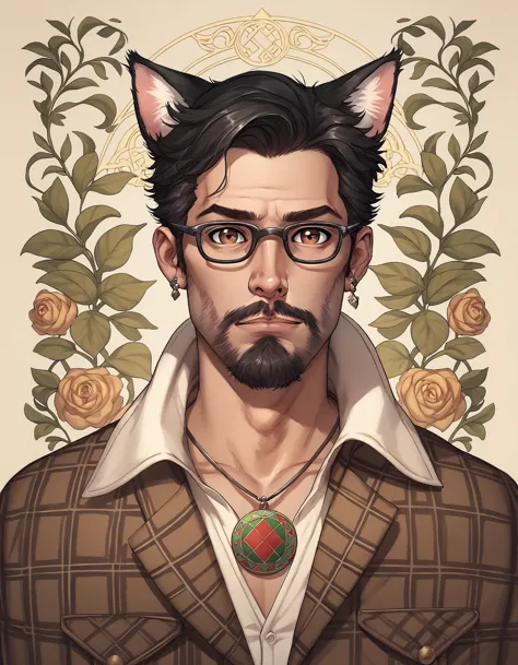 a man with a cat ear and glasses wearing a suit