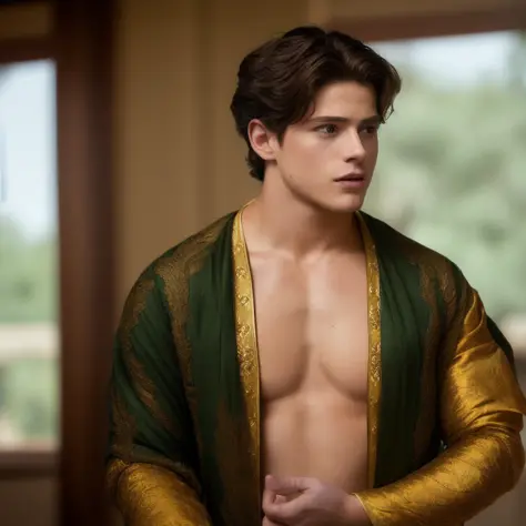 an Attractive young  Froy Gutierrez as Antinous in ruffled poet shirt prince cloth, long sleeve, highly detailed, artesian, masterpiece, 8k, ,skin texture, skin ,details, natural light, sharp focus, cinematic, crystal clear, intricate detail