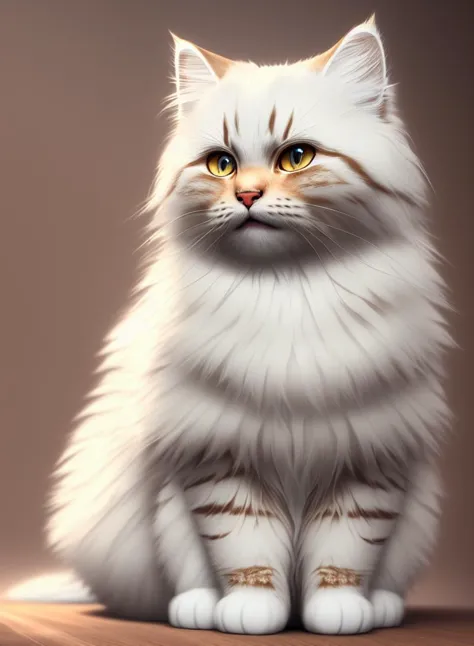 (extremely detailed CG unity 8k wallpaper),(masterpiece), (best quality), (realistic), soft lighting, white Siberian cat