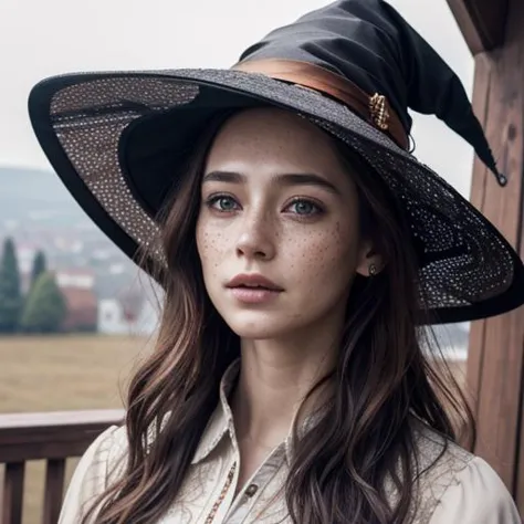 a woman wearing a hat and a white shirt