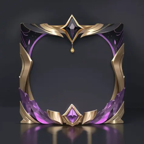clean black background,头像框 ,  (top center decoration),(absolute symmetry),(magical fantasy),honor,  inlaid gemstones, antiquity, [white:purple:6] Magic crystals, purple, heavy style,  star, embellished with gold, four-pointed star, mysterious,, masterpiece...
