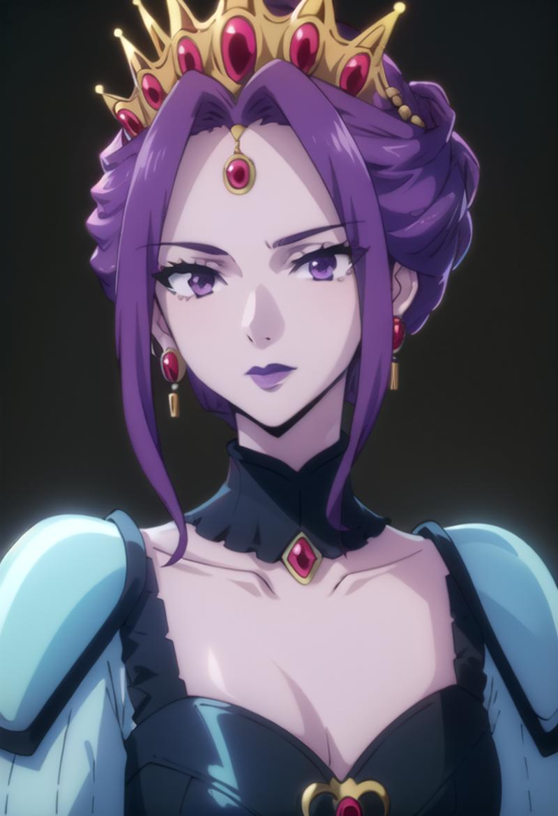 A woman with purple hair and a crown on her head - SeaArt AI