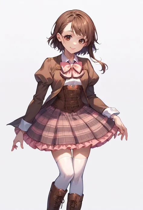 anime girl in a short skirt and jacket with boots