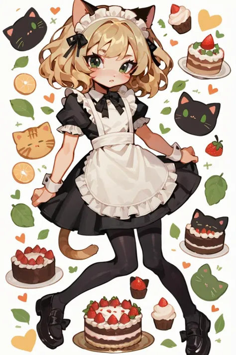 source_anime, (score_9,score_8_up,score_7_up,score_6_up,score_5_up,score_4_up)
1girl, cute catgirl, cat years, blonde hair, green eyes, maid outfit, cake, black leggings, black shoes,
 <lora:Lunas-Fizzeru-SDXL-A1:0.8>
 <lora:age_slider_v4:-3>