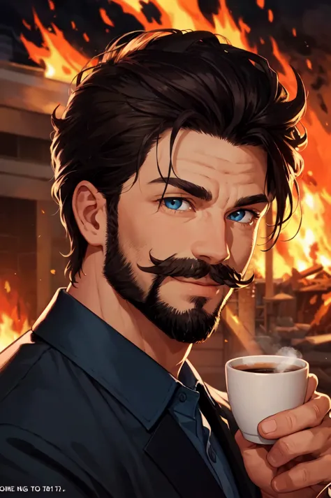 detailed face, detailed eyes, official art,  HoldingACupofCoffee  EasyMalePortrait  ThisisNotFine