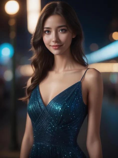 1girl,(wearing a sleeveless glittery evening dress),(RAW photo, best quality), (realistic, photo-realistic:1.4), masterpiece, an...