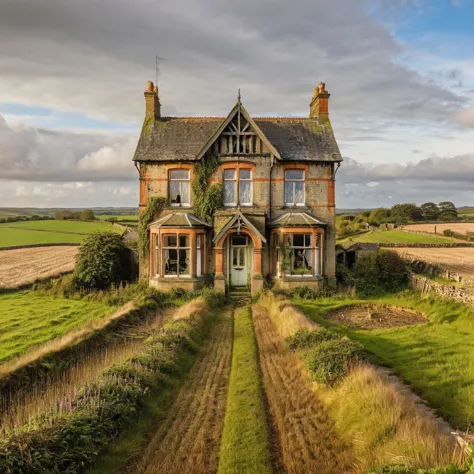 ais-abandz house in northern england surrounded by fields <lora:Abandoned_SDXL:1>, 4k, uhd,masterpiece